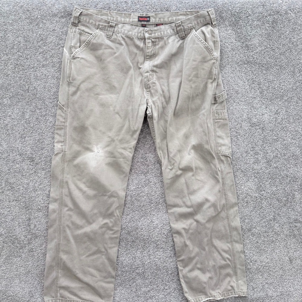 Wolverine Mens Canvas Carpenter Pants Tan Khaki Work Utility 42x32